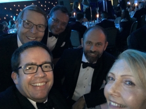 Francis Ingham, Barry & Patricia Leggetter, Richard Bagnall and Andrw Thomas at PRCA Awards where Barry was awarded the Mark Mellor outstanding achievement award